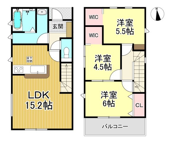 知多市新舞子字神田　全6棟　6号棟の間取り|3LDK+2WIC☆