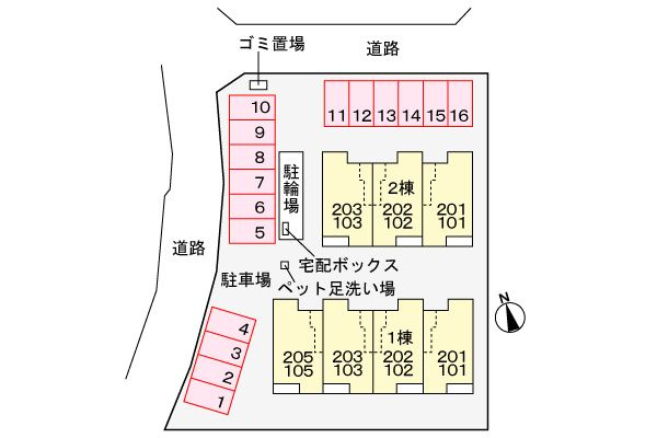 ミモザＡの区画図