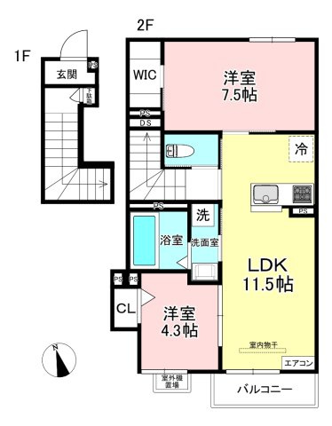 【間取り】 | 【新築】(仮称)ELPIS COURT KURIKI | カップルさんやファミリーさんにもオススメの2LDKタイプ！なんと言っても角部屋・最上階なのが嬉しい♪