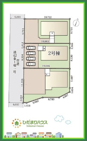 いわき市常磐下船尾１期　新築戸建　2号棟の区画図|たっぷりの陽光と心地よい風が舞い込む住まい♪