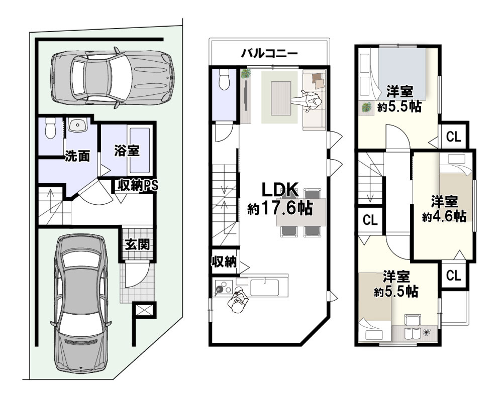 津之江町1丁目　建築条件付土地の参考プラン|新築参考プラン：建物価格1799万円、建物面積81.73m2
