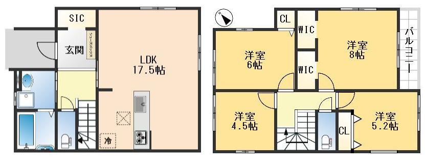 摂津市鳥飼下2丁目　新築戸建の間取り