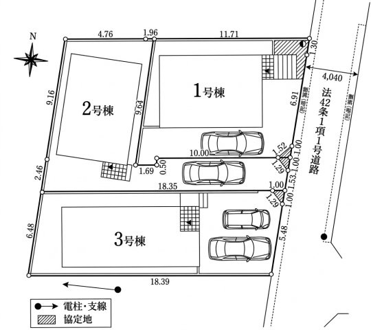 三鷹市野崎1丁目 中央線 三鷹駅 新築戸建の区画図