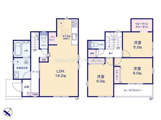 野田市柳沢新田01期　新築戸建　2号棟の間取り|3LDK+WIC