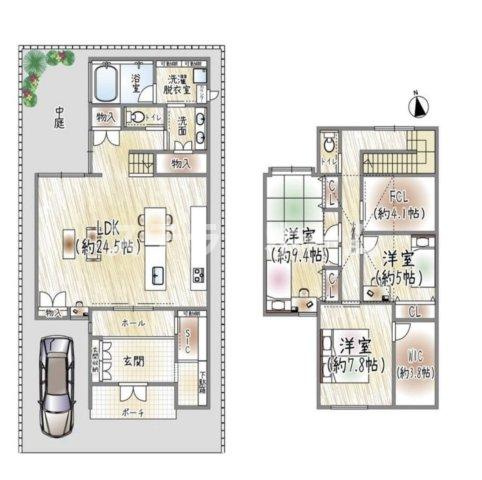 大宮1 中古戸建の間取り|収納豊富な3LDKの物件です
