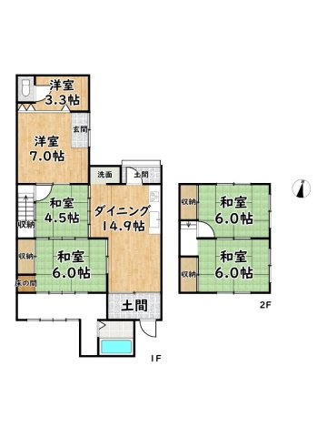 姫路市飾磨区妻鹿/中古戸建の間取り