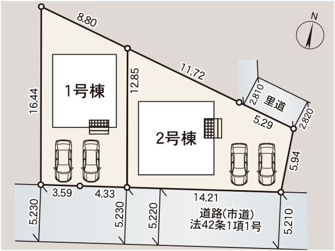 小城市三日月町樋口第4 1号棟の区画図|全2区画