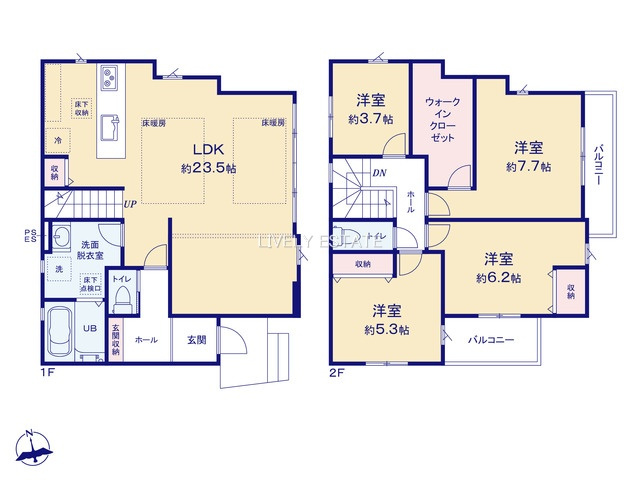 草加市長栄2丁目 新築分譲住宅 全3棟 1号棟の間取り