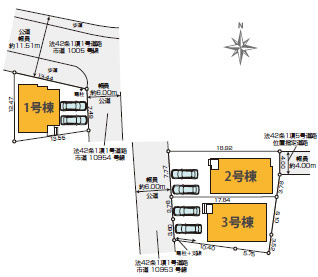 草加市長栄2丁目 新築分譲住宅 全3棟 1号棟の区画図