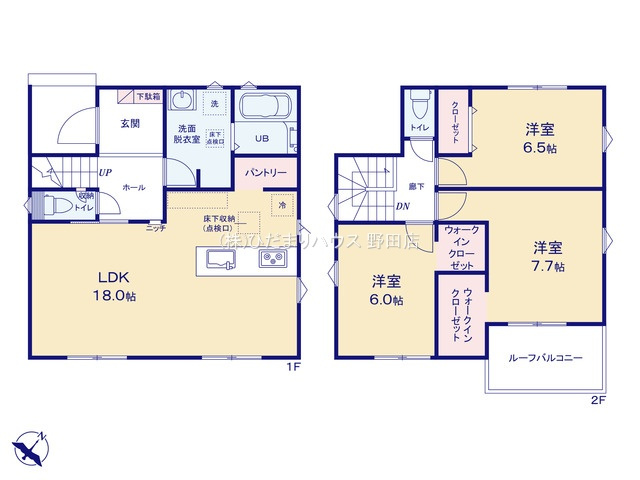 野田市柳沢新田01期　新築戸建　3号棟の間取り|3LDK+WIC