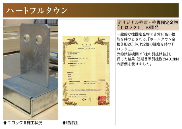 ハートフルタウン　一宮市浅井町小日比野　全１区画分譲のその他|柱固定金物で非常に高い性能を持つホールダウン金物の約2倍の強度を持つTロック２を使用しています