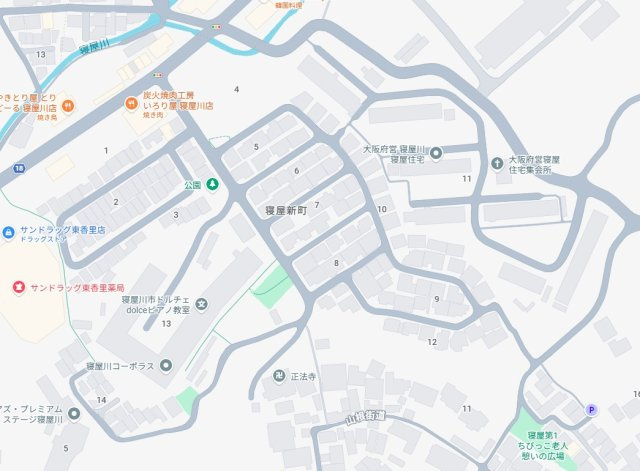 寝屋川市寝屋新町　売土地の地図