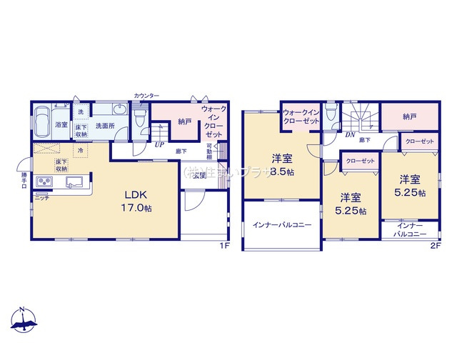 仲介手数料無料）一宮市玉野３棟／１期２号棟の間取り
