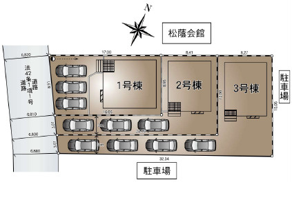 厚木市愛名第10　新築戸建　全3棟1号棟の区画図