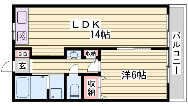姫路市八代宮前町の賃貸マンションの間取り