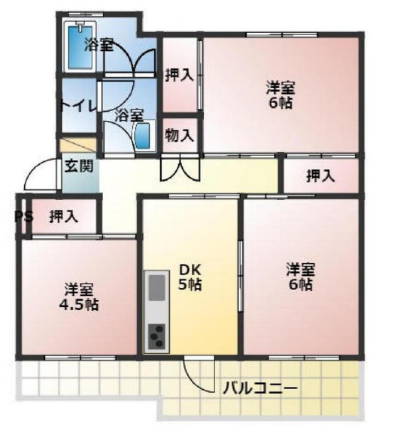 清瀬旭が丘団地　3号棟の間取り