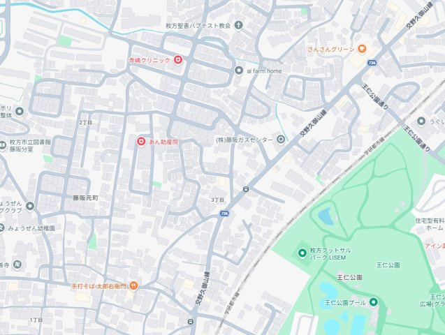 枚方市藤阪元町　第2期　新築一戸建ての地図