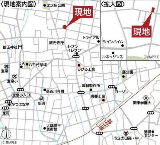 新築戸建・新築建売　太田市由良町第5　宝泉小・宝泉中の地図