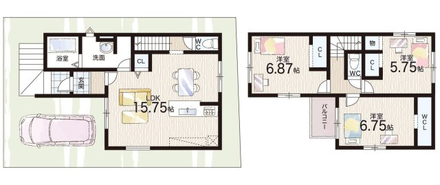 枚方市藤阪元町　第2期　新築一戸建ての間取り|2号地