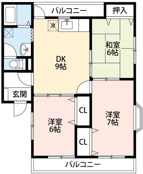 【間取り】 | ファンタジー緑丘Ｂ棟