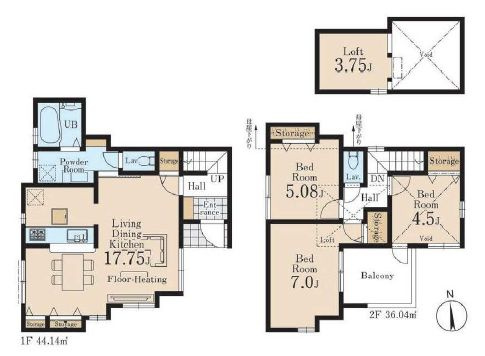 【間取り】 | 杉並区宮前１丁目　新築戸建て　１号棟 | 3LDK・土地面積80.70ｍ2・建物面積80.18ｍ2