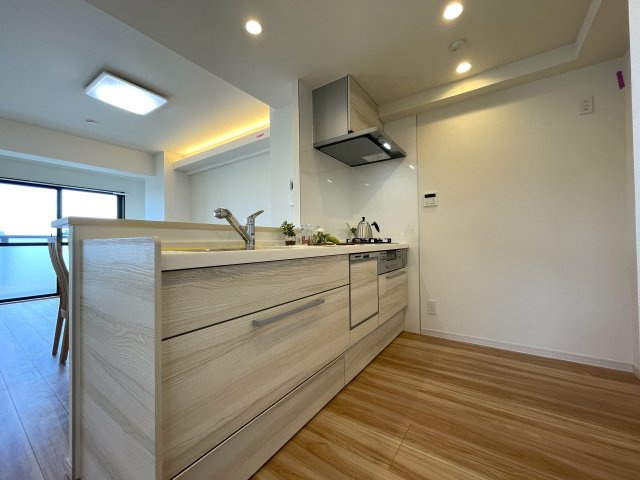 さぁ、来た！最上階×角部屋で眺望も最高なこの一室！駅までほぼ平坦でMEGAドンキが常連になる！『レクセル保土ヶ谷』リノベーションのキッチン|キッチンです