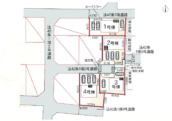 秦野市堀西第25　新築戸建　全4棟2号棟の区画図