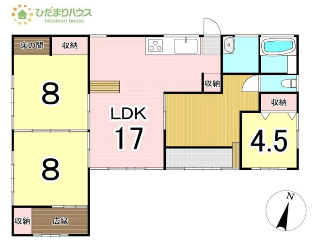 【間取り】 | 筑西市幸町１丁目　中古戸建 | 家族の集まるLDKは広々17帖！贅沢な空間を演出！