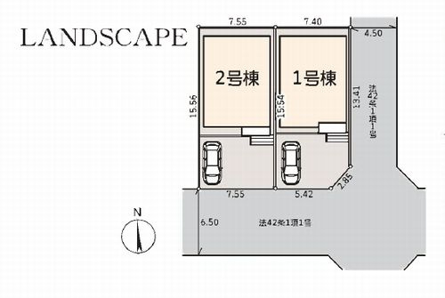 【区画図】 | 【仲介手数料０円】伊勢原市高森台3丁目第2　新築一戸建て　1号棟　全2棟 | 伊勢原市高森台3丁目第2　新築一戸建て　全2棟