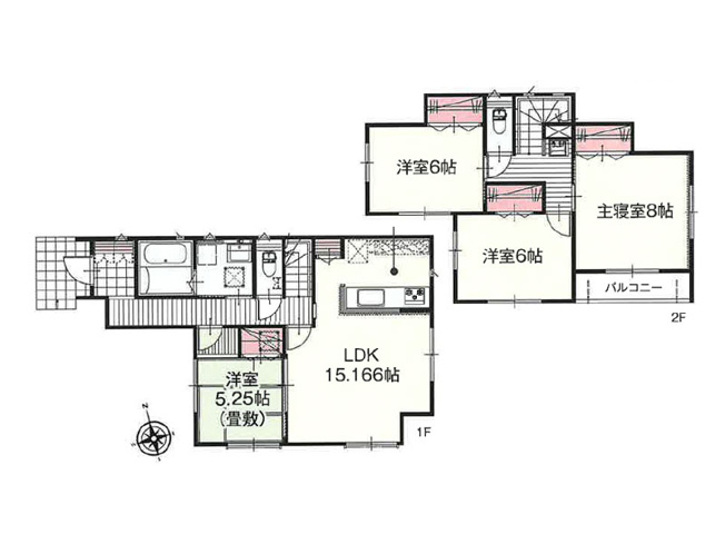 【間取り】 | 富士見市羽沢1丁目　新築一戸建住宅　全1棟　(ふじみ野店) | 全居室南向きの為、陽当たり良好！1階畳敷きの個室はリビングと廊下の二方向から出入りでき、客間やキッズルームにも便利です。※図面を基に作成しています。現況と異なる場合は現況を優先いたします。