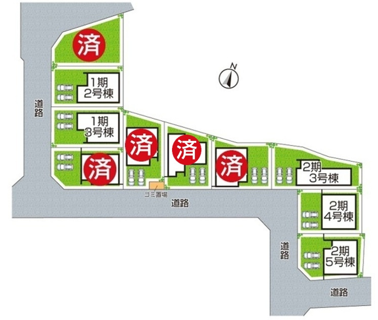 神戸市北区西山　第1期・第2期　新築一戸建ての区画図