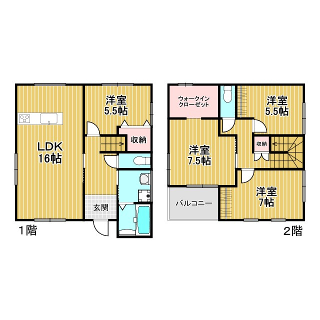 新築建売)柳川市吉原(2階建)の間取り