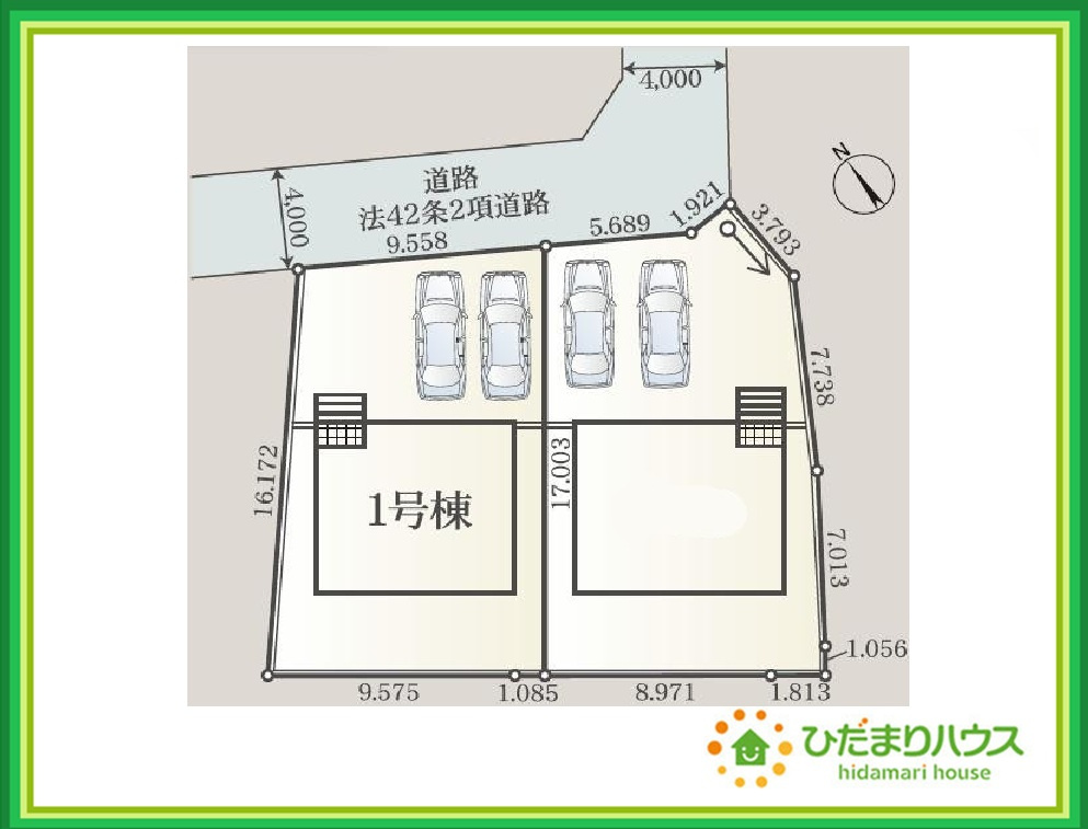 日立市小木津町第6　新築戸建　1号棟の区画図|駐車場2台止められます(^^♪