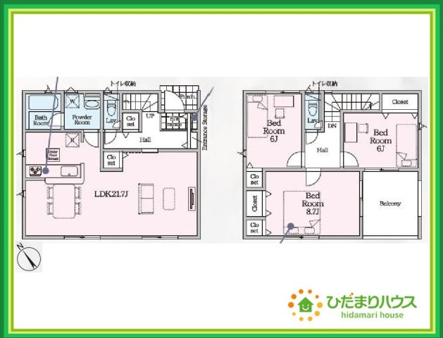 日立市小木津町第6　新築戸建　2号棟の間取り|21.7帖の広～いリビングは、ゆったりとした家族だんらんの時間を過ごせます(^^)/