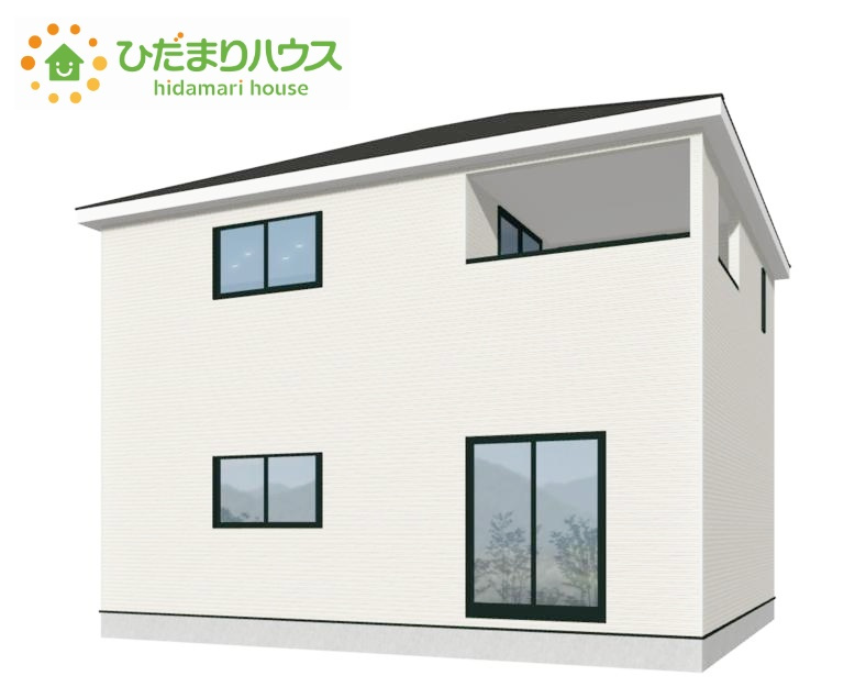 日立市小木津町第6　新築戸建　2号棟の外観パース|白を基調としたオシャレな外観です！