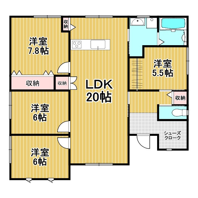 新築建売)柳川市吉原(平屋)の間取り