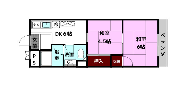 ハイツ東生駒の間取り