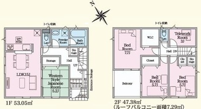 日立市川尻町　第7　新築戸建て　2号棟の間取り|間取り図です♪
実際の空間の広さや陽当たり、風通しなどは現地でご確認できます♪