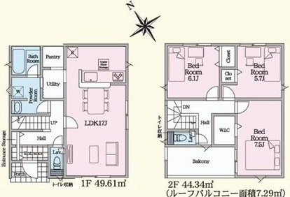 日立市川尻町　第7　新築戸建て　1号棟の間取り|間取り図です♪
実際の空間の広さや陽当たり、風通しなどは現地でご確認できます♪
