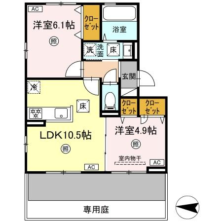 熊本市中央区八王寺町のアパートの間取り