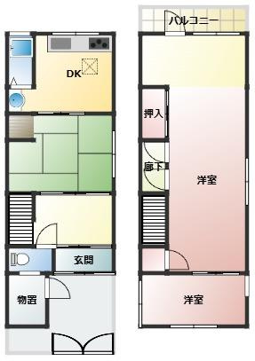 【間取り】 | 堺市西区浜寺石津町西４丁　中古テラス