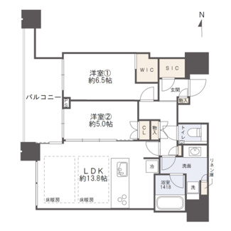 【間取り】 | 梅田ガーデンレジデンス | 【間取り】33階・西向き住戸！梅田エリアが一望できるシティビュー◎