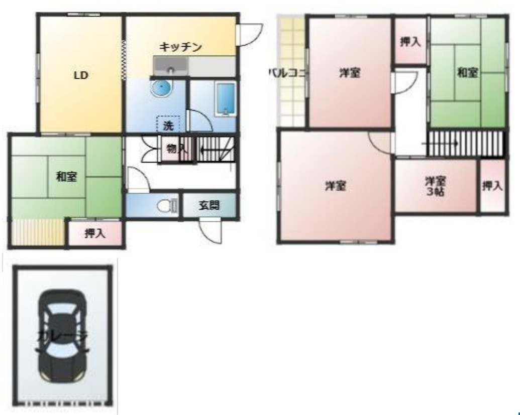 4LDKの使いやすい間取り　朝霧山手町　中古戸建の間取り