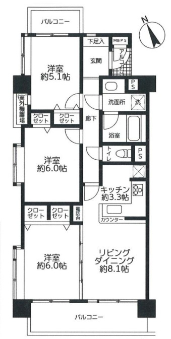 ライオンズマンション川越仙波町　中古マンション　2階の間取り