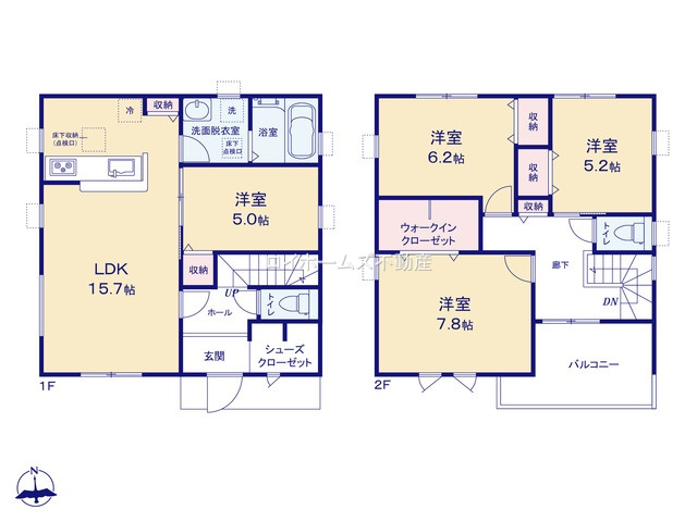 【間取り】 | 津島市柳原町２丁目1『仲介料無料』新築戸建て | 2号棟