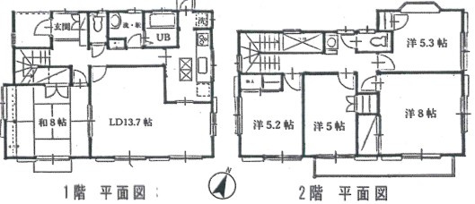 飯能市永田台1丁目　中古戸建の間取り