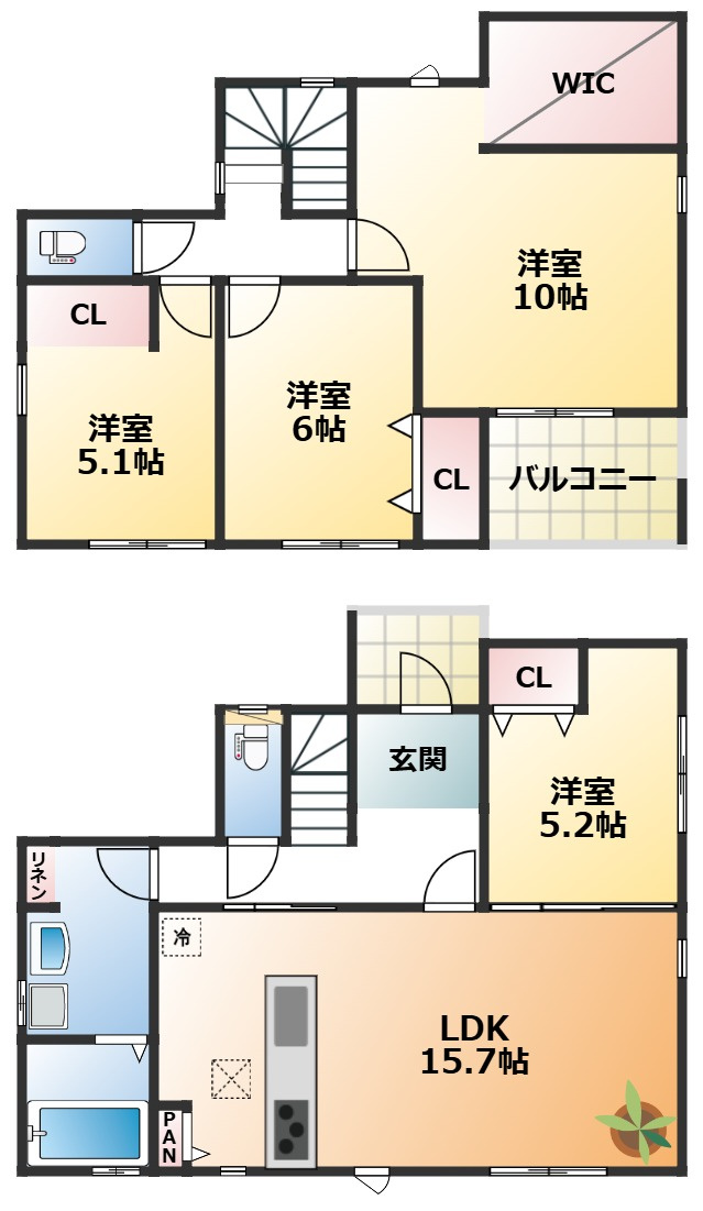 ワイウッドコート下都賀郡壬生町安塚第3期の間取り|南向きで陽当たりの良い間取りです
