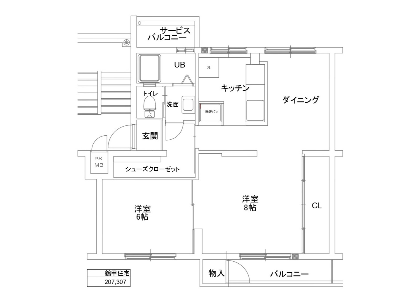 鶴甲コーポ１５号館の間取り