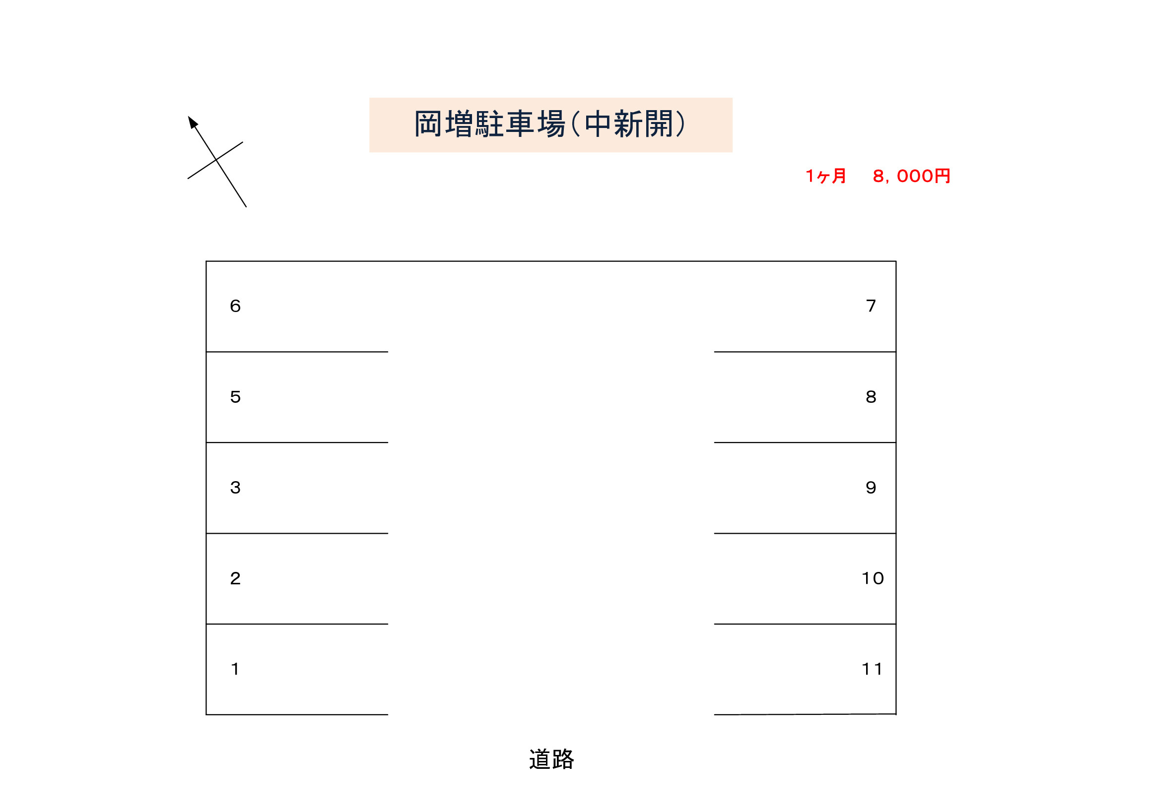 岡増駐車場の区画図