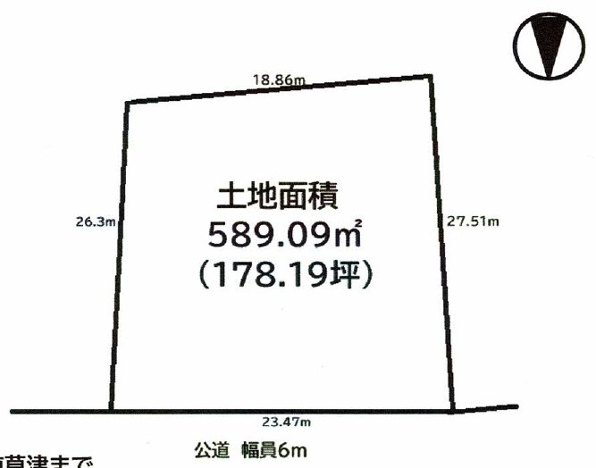 草津市南笠町　建築条件無し売土地の土地図